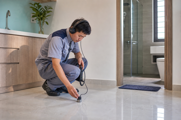Kỹ thuật viên dò tìm ống nước bị bể ngầm không cần khoan đục tường tại Cần Thơ